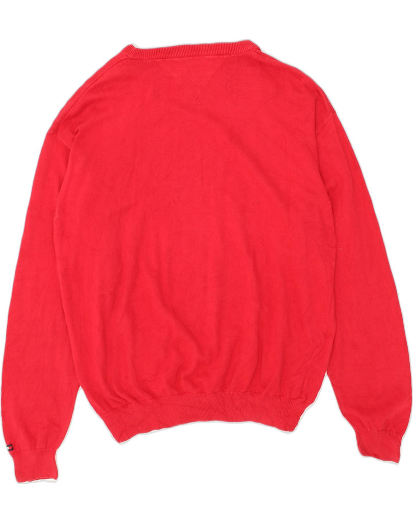 TOMMY HILFIGER Mens Crew Neck Jumper Sweater XL Red Cotton | Vintage Tommy Hilfiger | Thrift | Second-Hand Tommy Hilfiger | Used Clothing | Messina Hembry 