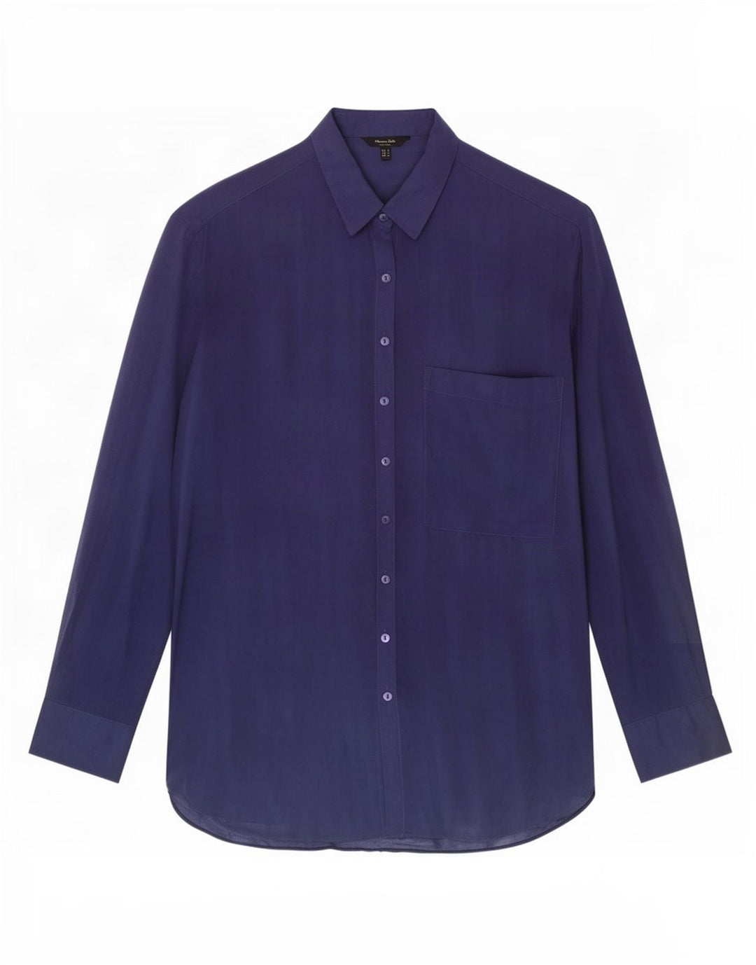 Massimo Dutti Womens Longline Oversized Shirt UK 10 Small Navy Blue Lyocell