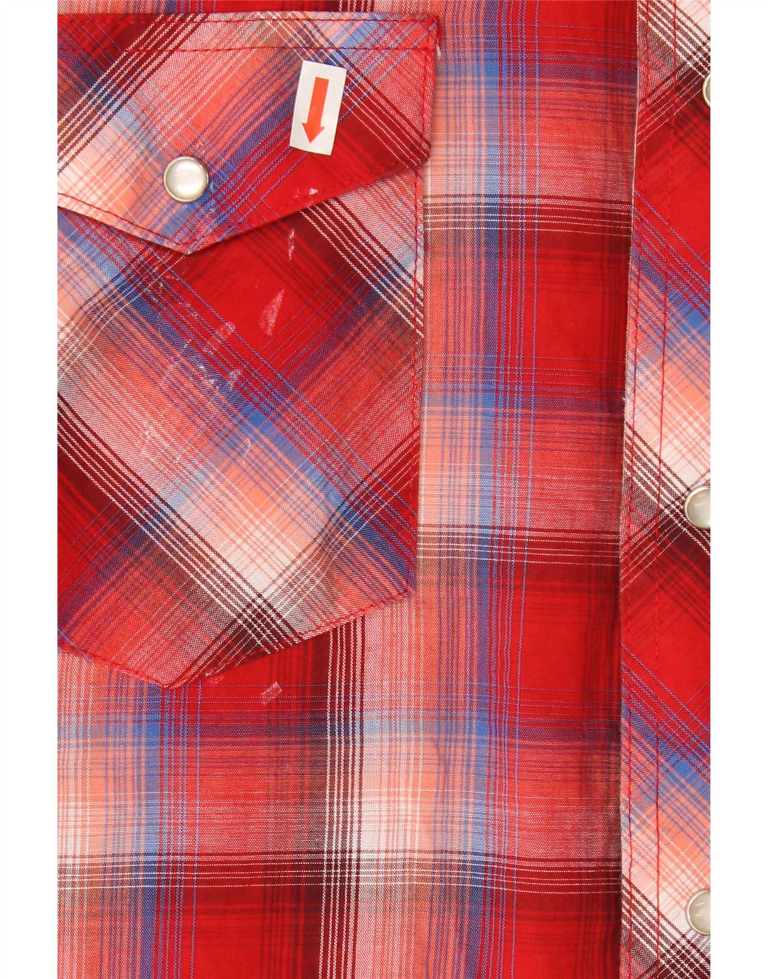 Wrangler Mens Short Sleeve Shirt Large Red Check Cotton
