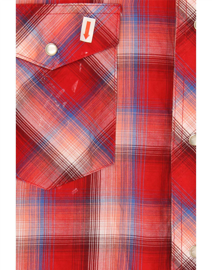 Wrangler Mens Short Sleeve Shirt Large Red Check Cotton