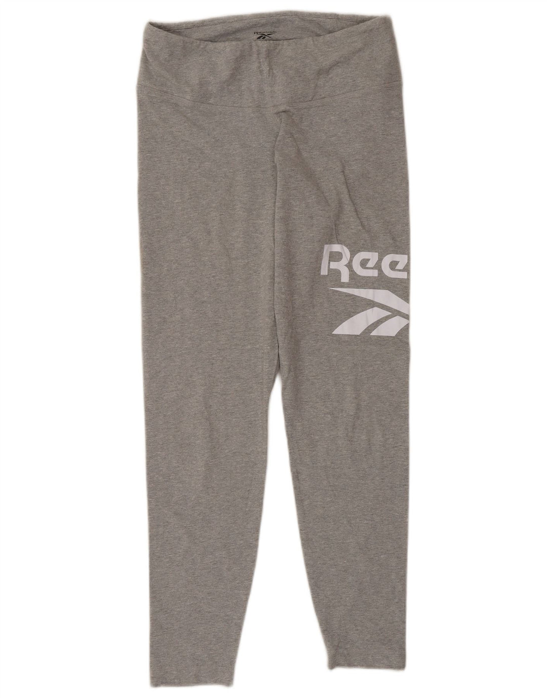 Reebok Womens Graphic Leggings UK 12/14 Medium Grey Cotton