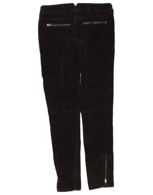 Massimo Dutti Womens Slim Corduroy Trousers EU 36 XS W26 L30 Black Cotton