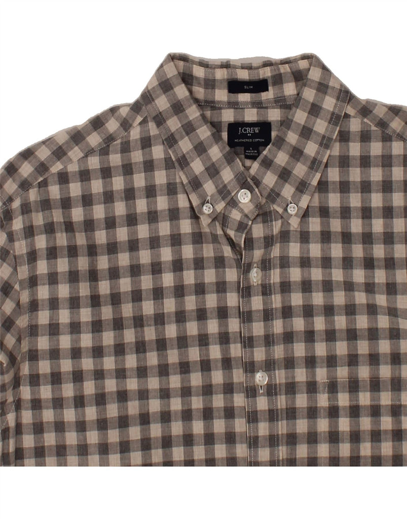J. CREW Mens Slim Shirt Large Grey Gingham Cotton Vintage J. Crew and Second-Hand J. Crew from Messina Hembry 