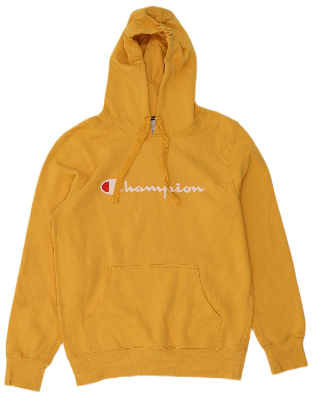 CHAMPION Mens Graphic Hoodie Jumper Small Yellow
