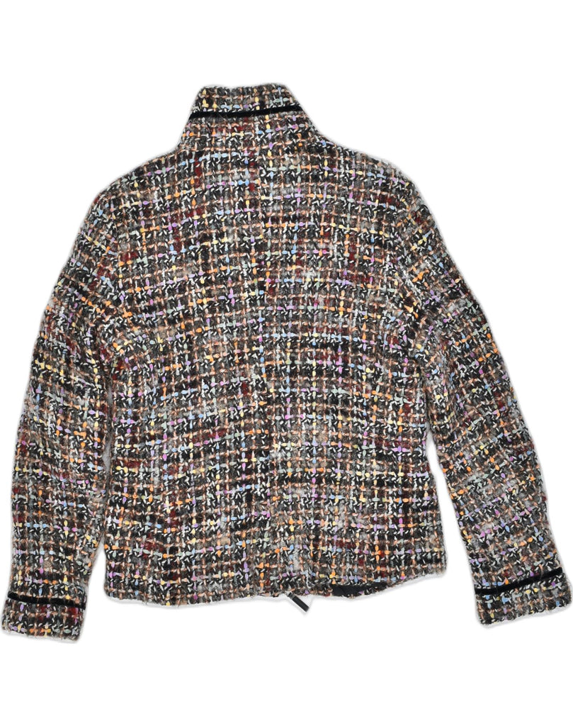 VINTAGE Womens Knit Blazer Jacket IT 48 XL Multicoloured Check Wool | Vintage | Thrift | Second-Hand | Used Clothing | Messina Hembry 