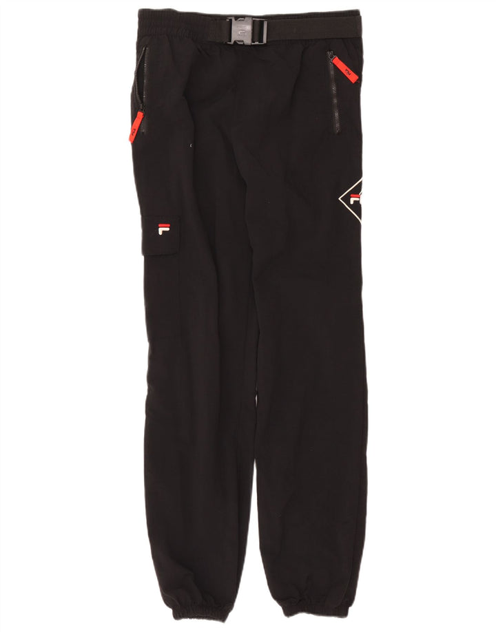 Fila Mens Graphic Cargo Tracksuit Trousers Joggers Medium Black Nylon