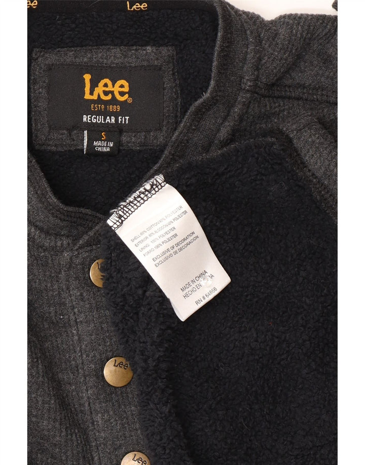 Lee Mens Regular Fit Button Neck Sweatshirt Jumper Small Grey Cotton