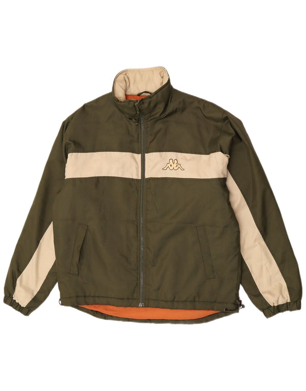 Kappa Mens Loose Fit Windbreaker Jacket UK 36 Small Khaki Colourblock