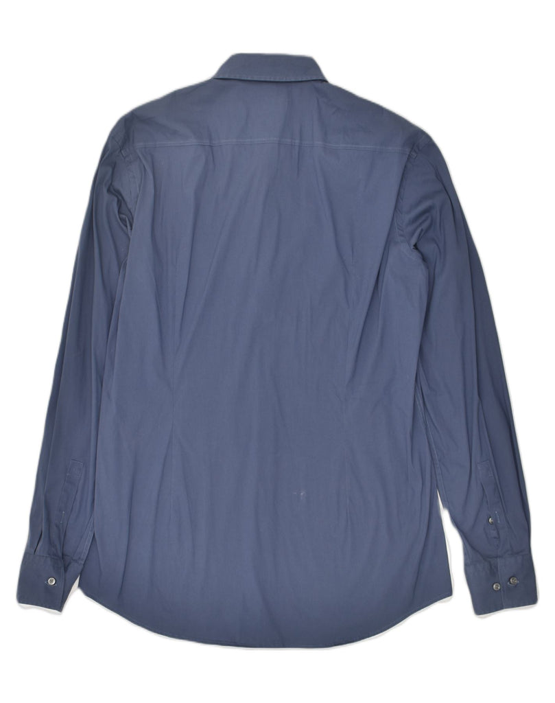 HUGO BOSS Mens Slim Fit Shirt Size 15 1/2 40 Medium Navy Blue Cotton | Vintage Hugo Boss | Thrift | Second-Hand Hugo Boss | Used Clothing | Messina Hembry 