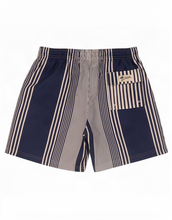 Marks & Spencer Mens Swimming Shorts Large Navy Blue Striped Polyester