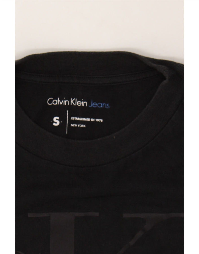 CALVIN KLEIN JEANS Womens Crop Graphic T-Shirt Top UK 10 Small Black Vintage Calvin Klein Jeans and Second-Hand Calvin Klein Jeans from Messina Hembry 