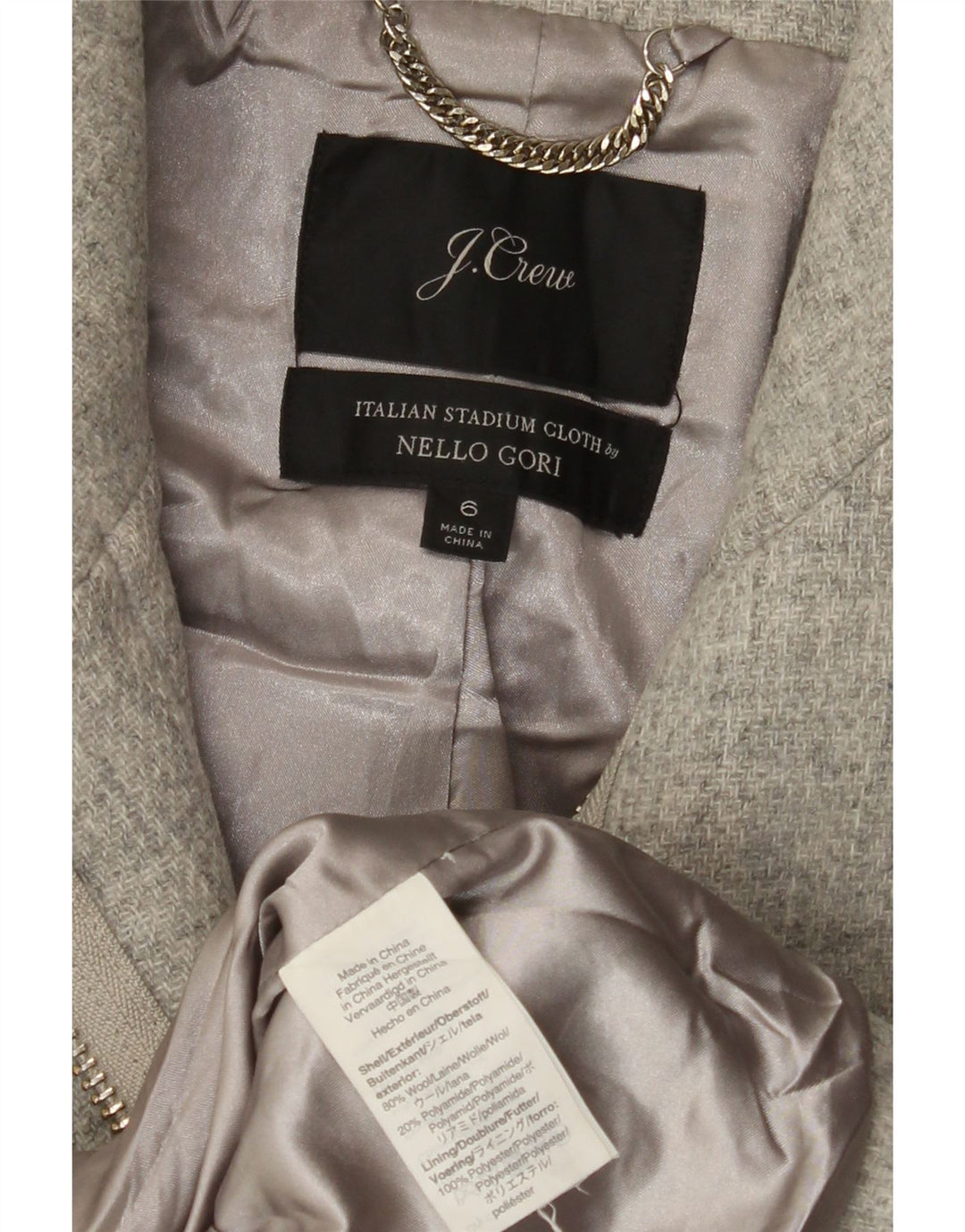 J. CREW Womens Overcoat US 6 Medium Grey Wool