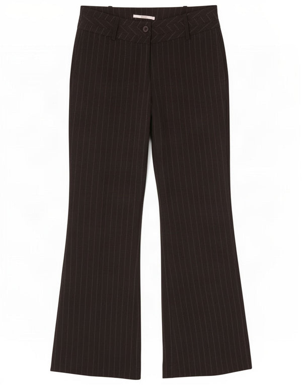 Xanaka Womens Flare Casual Trousers EU 38 Medium W30 L33 Black Pinstripe
