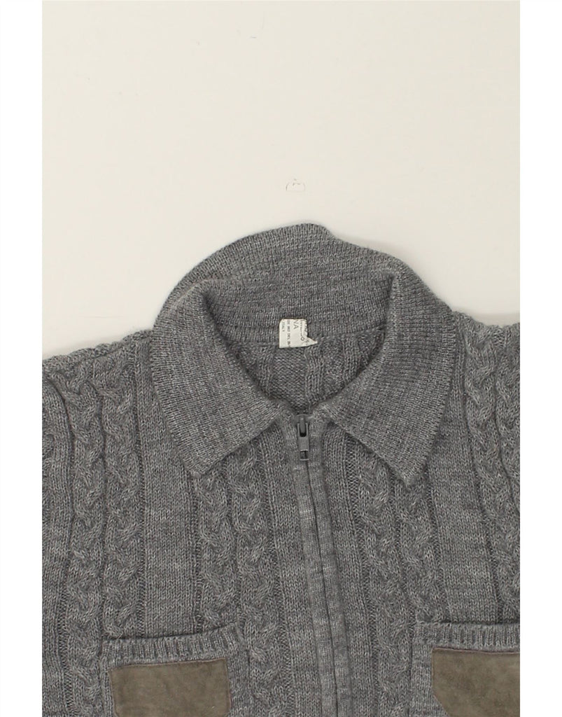 VINTAGE Womens Cardigan Sweater UK 14 Medium Grey Cotton | Vintage Vintage | Thrift | Second-Hand Vintage | Used Clothing | Messina Hembry 