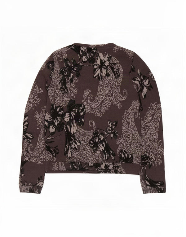 Zara Womens Cardigan Sweater UK 12 Medium Grey Paisley Viscose