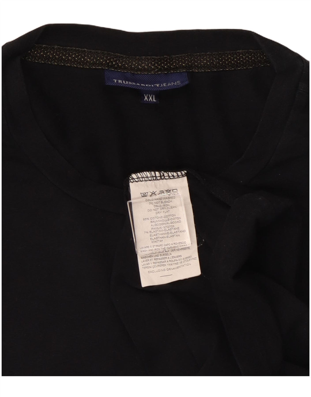 TRUSSARDI JEANS Mens Top Long Sleeve 2XL Black Cotton