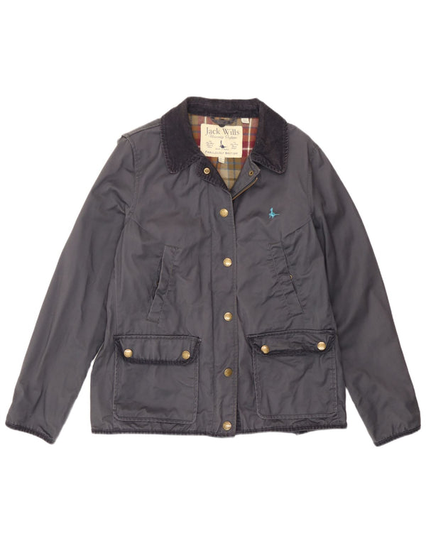 Jack Wills Womens Utility Jacket UK 14 Large Navy Blue Cotton