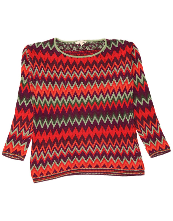 Esprit Womens Boat Neck Jumper Sweater UK 6 XS Multicoloured Chevron