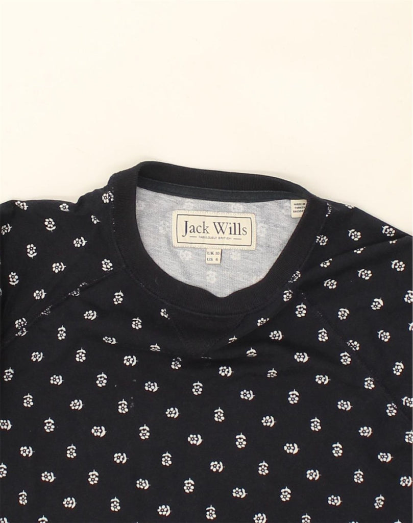 JACK WILLS Womens Sweatshirt Jumper UK 10 Small  Navy Blue Floral Flower | Vintage Jack Wills | Thrift | Second-Hand Jack Wills | Used Clothing | Messina Hembry 