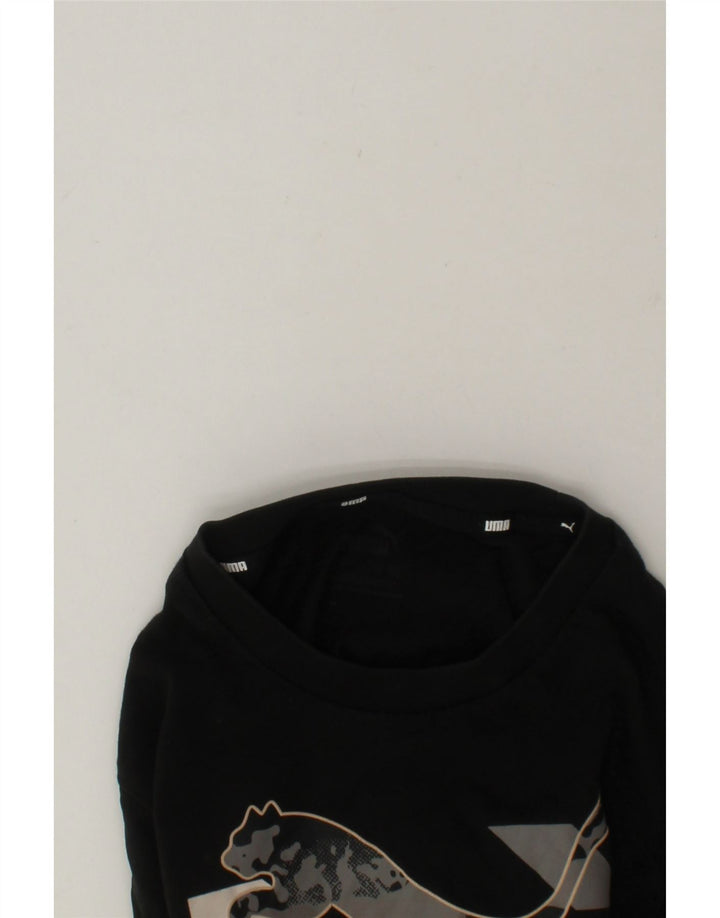 PUMA Boys Graphic Top Long Sleeve 11-12 Years Black Cotton Vintage Puma and Second-Hand Puma from Messina Hembry 
