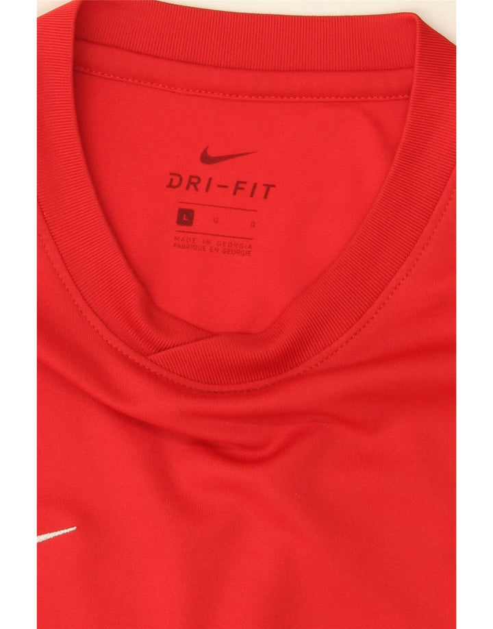 NIKE Mens Dri Fit T-Shirt Top Large Red Polyester Vintage Nike and Second-Hand Nike from Messina Hembry 