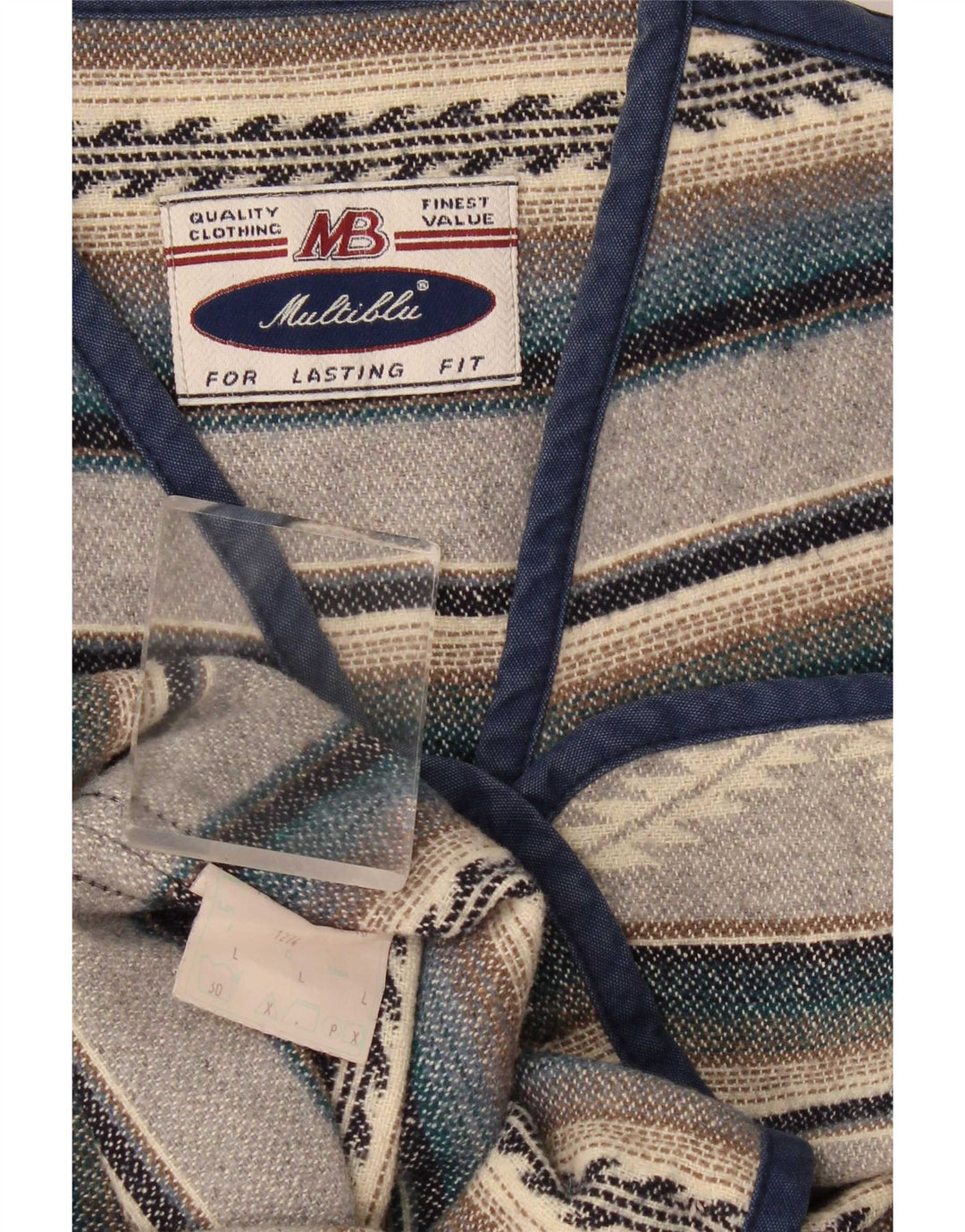Multiblu Mens Waistcoat Large Blue Striped Wool