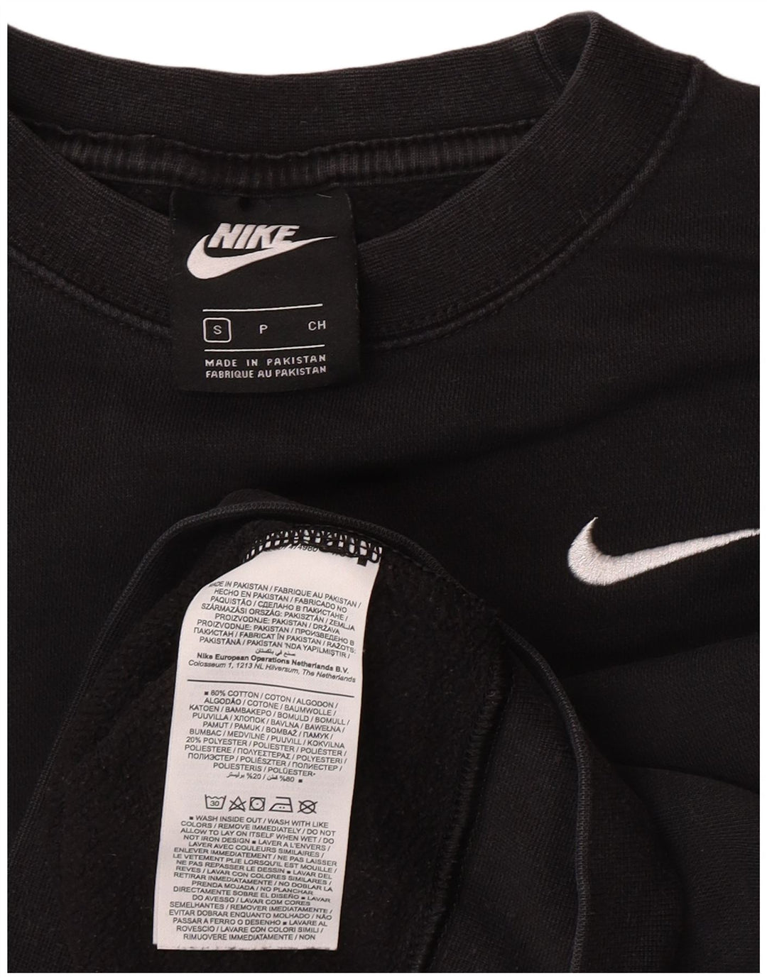 Nike Womens Crop Oversized Sweatshirt Jumper UK 10 Small Black Cotton