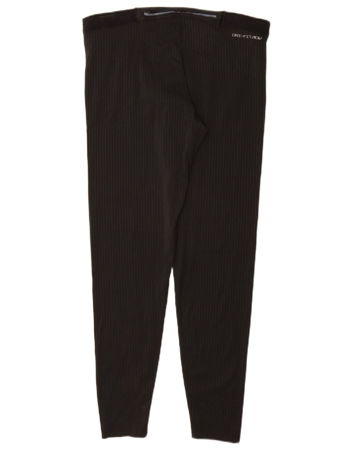 NIKE Womens Dri Fit Leggings UK 18 XL  Black Pinstripe Polyester