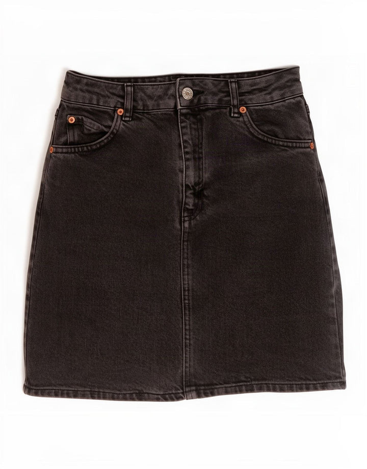 Topshop Womens Mini Denim Skirt W26 Small Black Cotton