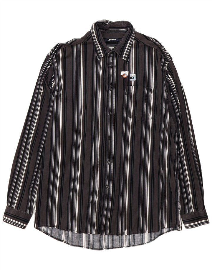 LERROS Mens Corduroy Shirt Large Grey Striped Cotton