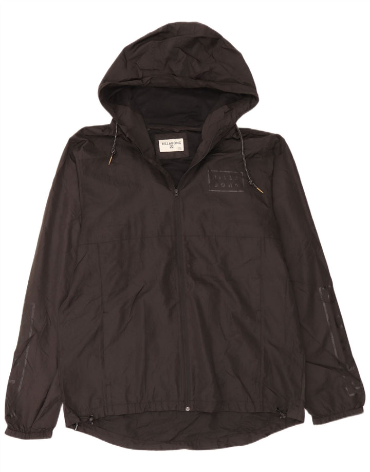 Billabong Mens Graphic Hooded Rain Jacket UK 44 2XL Black Polyester