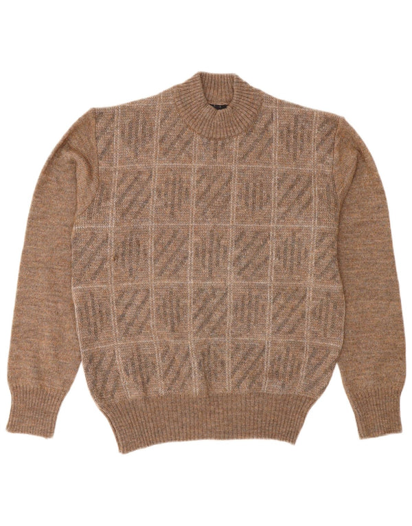 Rinaldi Mens Geometrical Jumper Sweater Medium Brown Geometric Classic