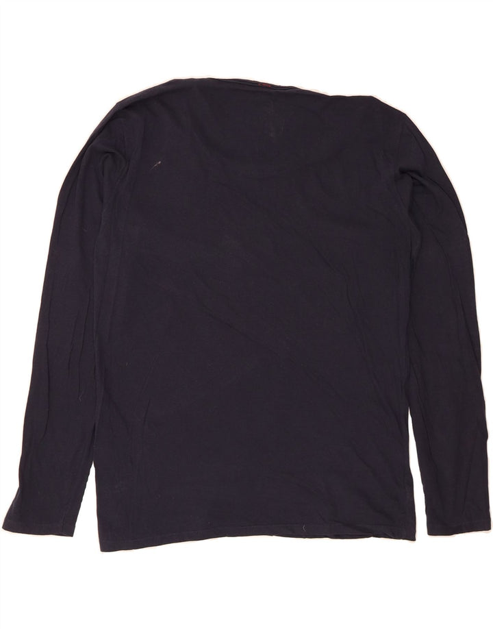 REPLAY Womens Top Long Sleeve UK 16 Large Navy Blue Cotton Vintage Replay and Second-Hand Replay from Messina Hembry 