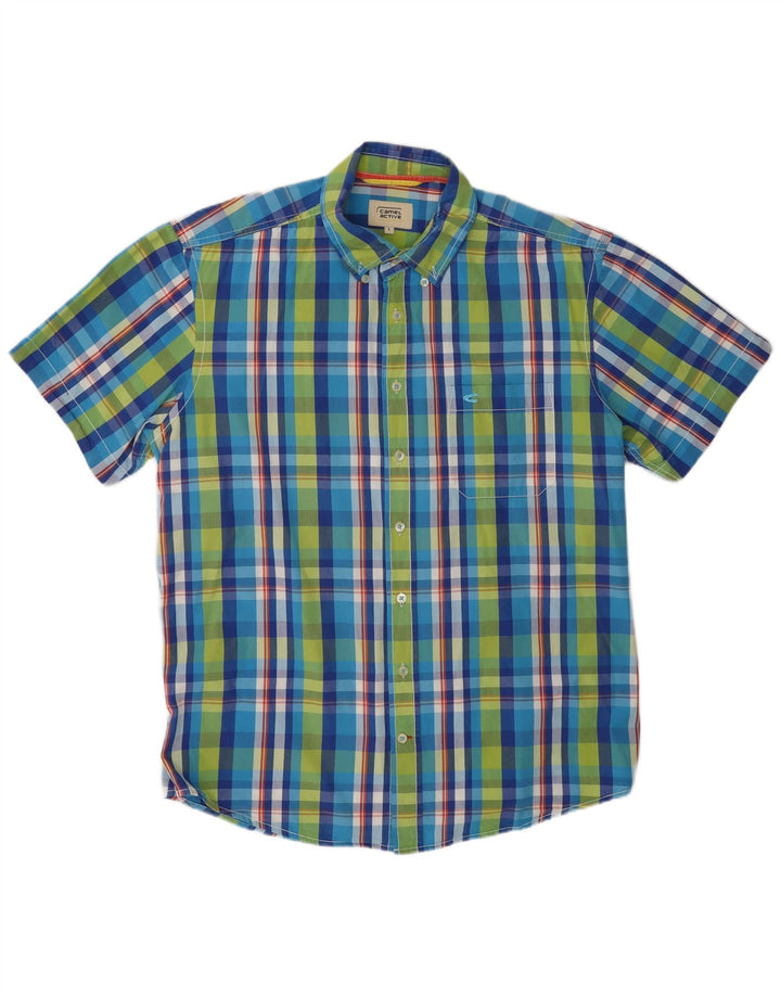 CAMEL ACTIVE Mens Short Sleeve Shirt Large Multicoloured Check Cotton