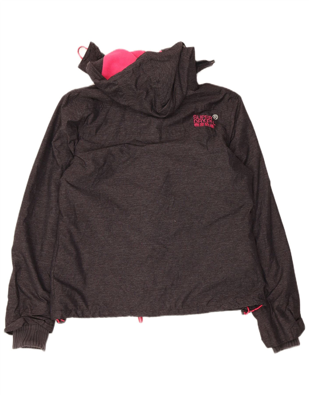 Superdry Womens Windcheater Hooded Windbreaker Jacket UK 16 Large Grey
