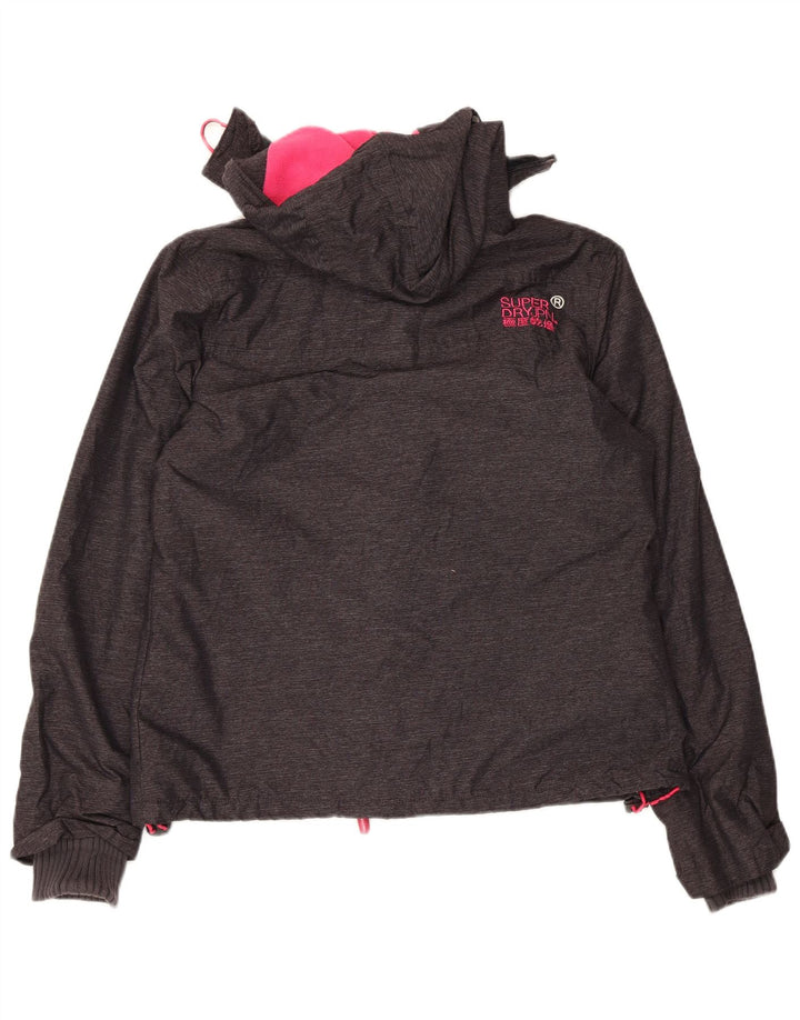 Superdry Womens Windcheater Hooded Windbreaker Jacket UK 16 Large Grey