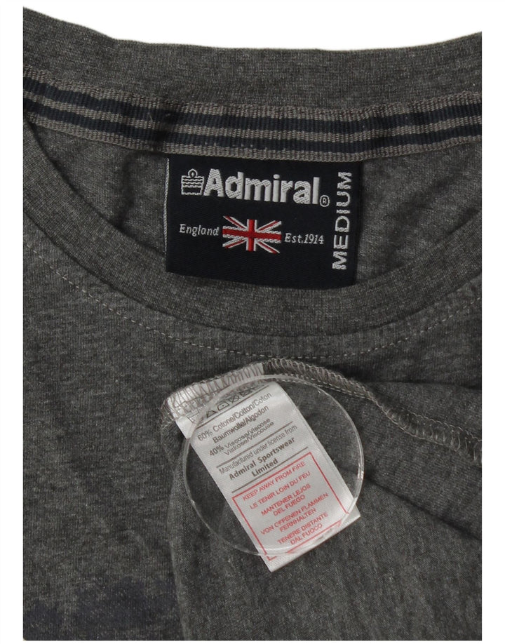 Admiral Mens Graphic Top Long Sleeve Medium Grey Flecked Cotton