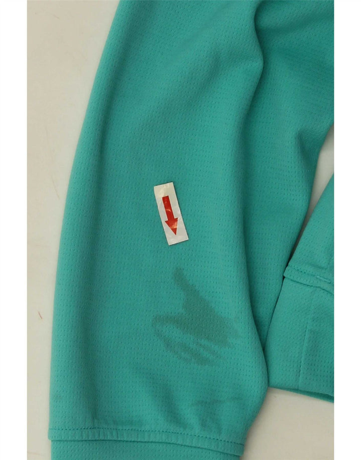 Adidas Mens Zip Neck Pullover Tracksuit Top Medium Turquoise Polyester