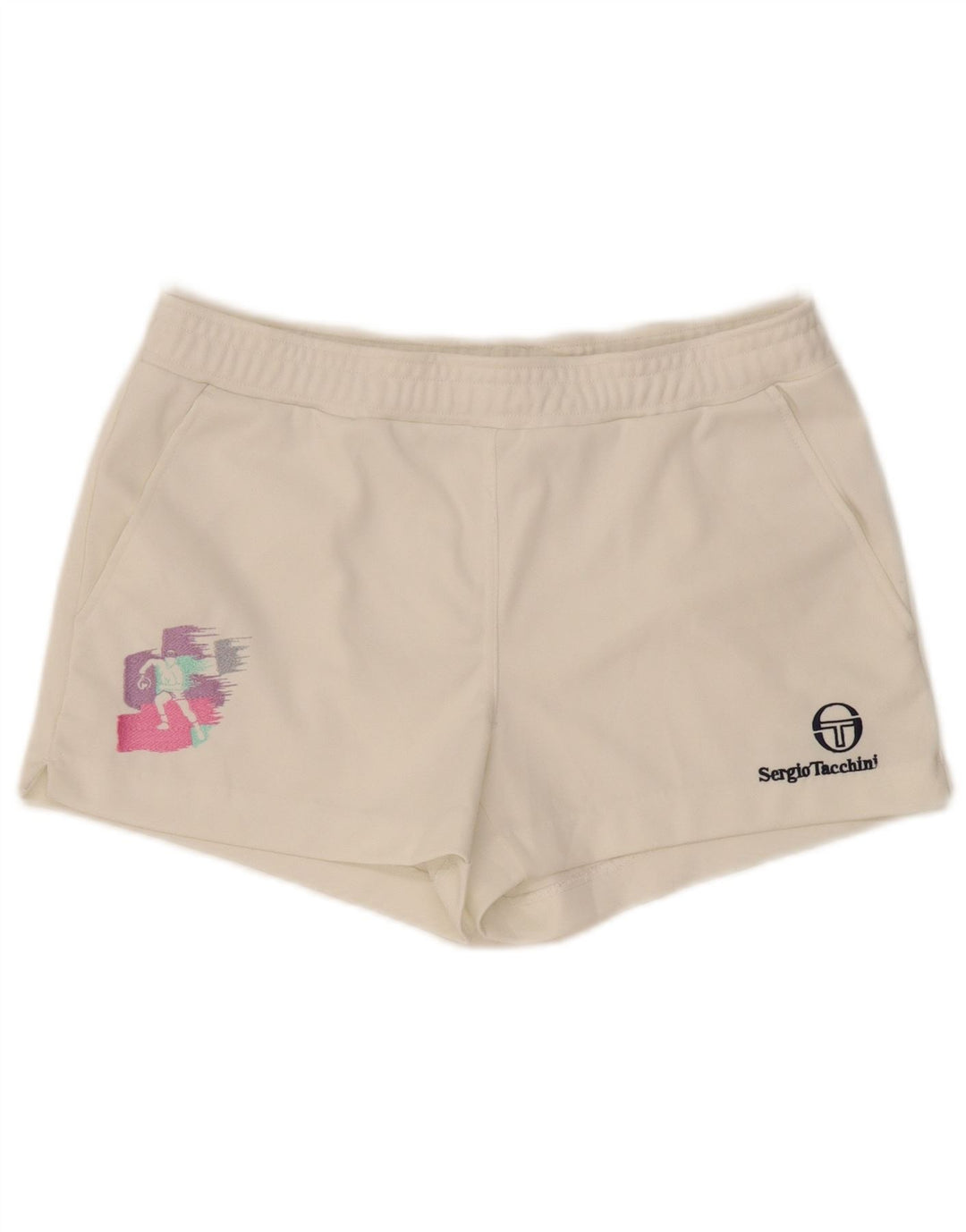 Sergio Tacchini Mens Casual Shorts Size 36 W36 White Polyester