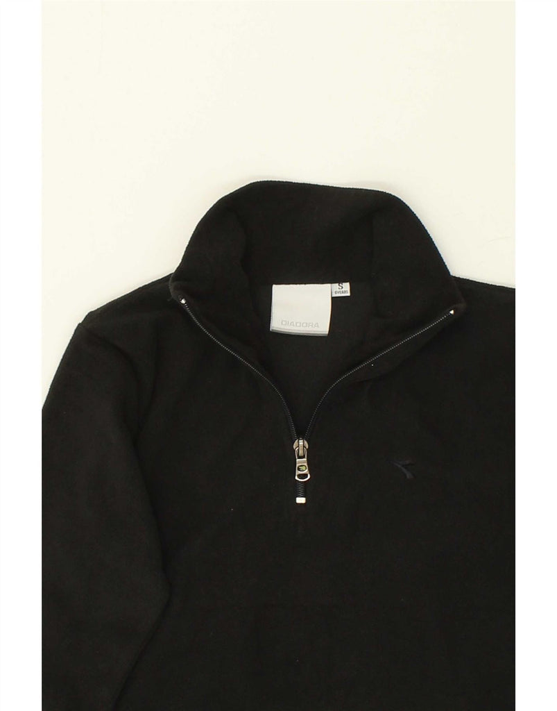 DIADORA Boys Zip Neck Fleece Jumper 5-6 Years Small  Black Polyester Vintage Diadora and Second-Hand Diadora from Messina Hembry 