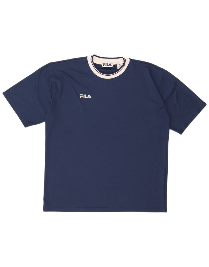 FILA Mens T-Shirt Top XL Navy Blue Polyester