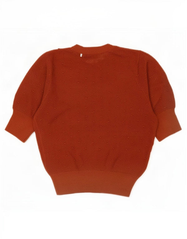 Zara Womens Crop Short Sleeve Crew Neck Jumper Sweater UK 10 Small Brown