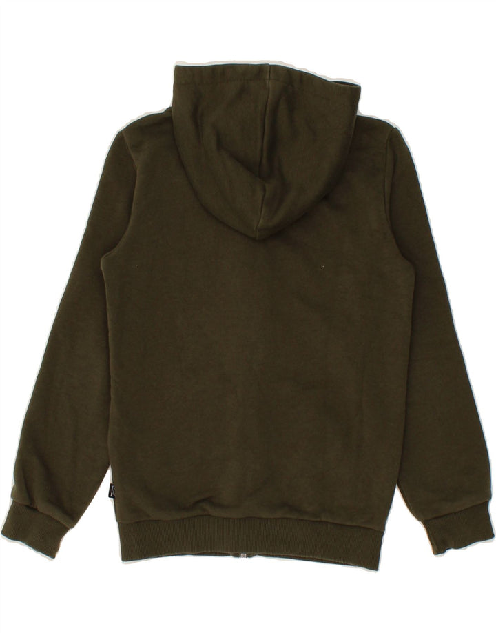 PUMA Boys Graphic Zip Hoodie Sweater 9-10 Years Khaki Cotton Vintage Puma and Second-Hand Puma from Messina Hembry 
