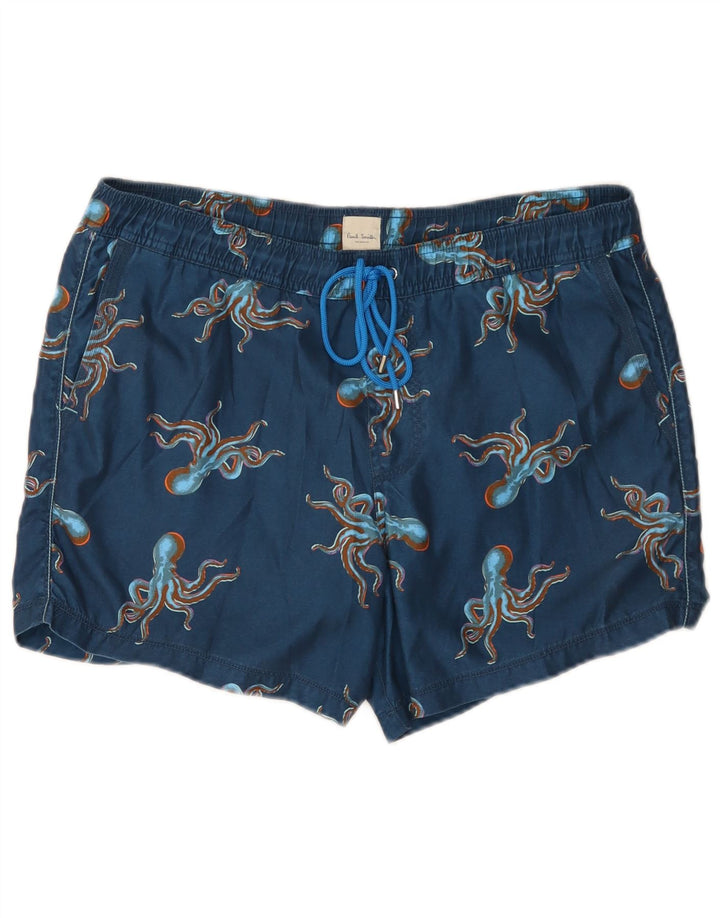 Paul Smith Mens Abstract Pattern Swimming Shorts Medium  Blue Polyester