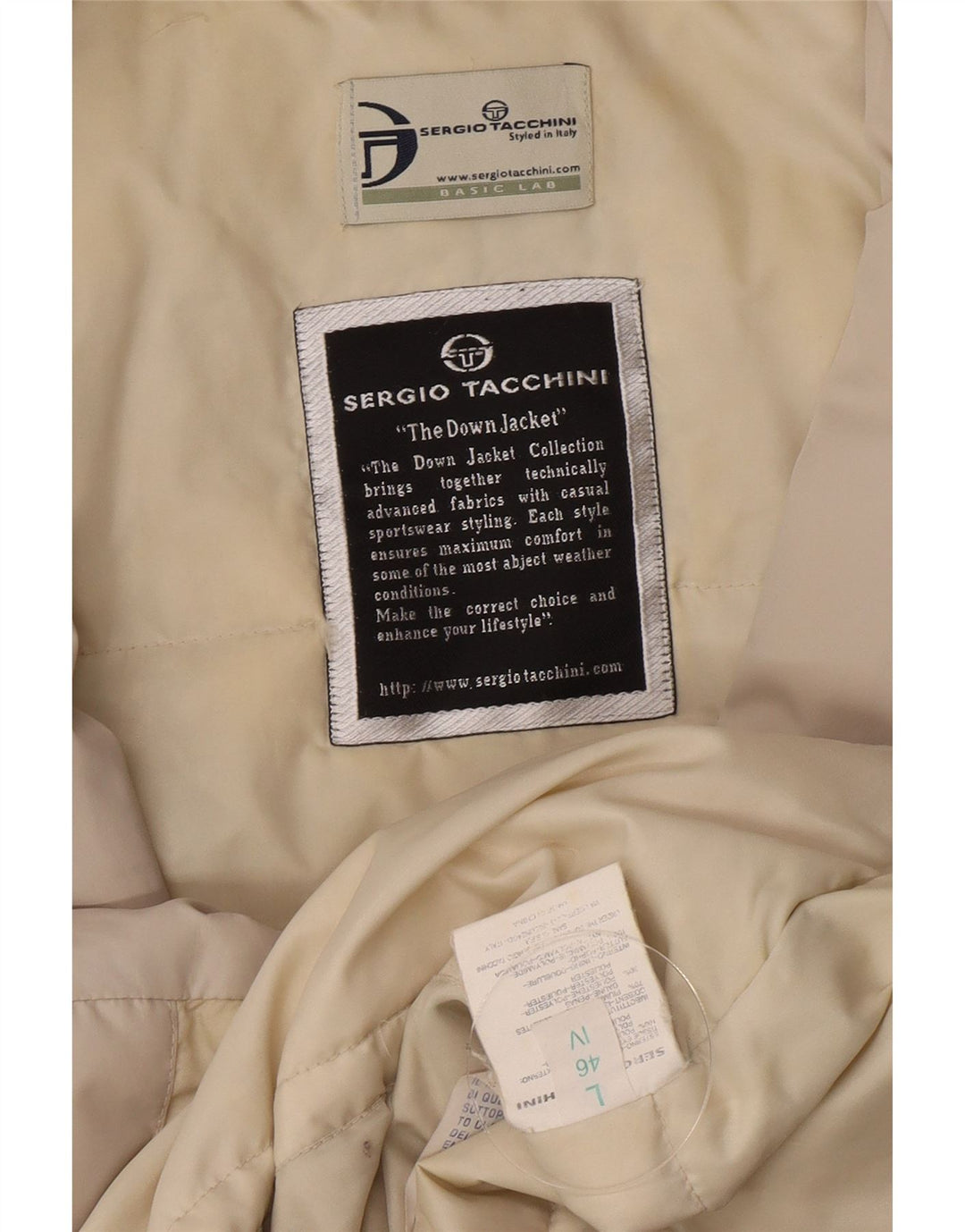 Sergio Tacchini Womens Padded Coat IT 46 Large Beige Polyester