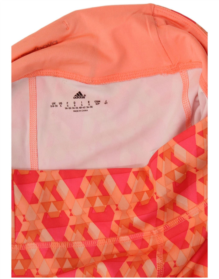 ADIDAS Womens Supernova Capri Leggings UK 8/10 Small  Orange Geometric