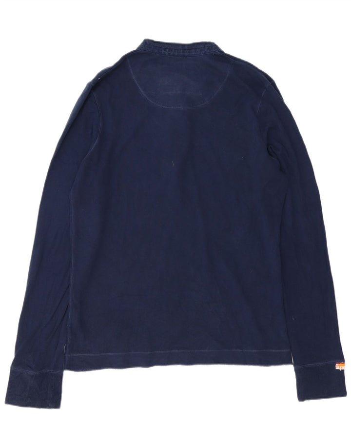 Superdry Mens Top Long Sleeve Medium Navy Blue Cotton