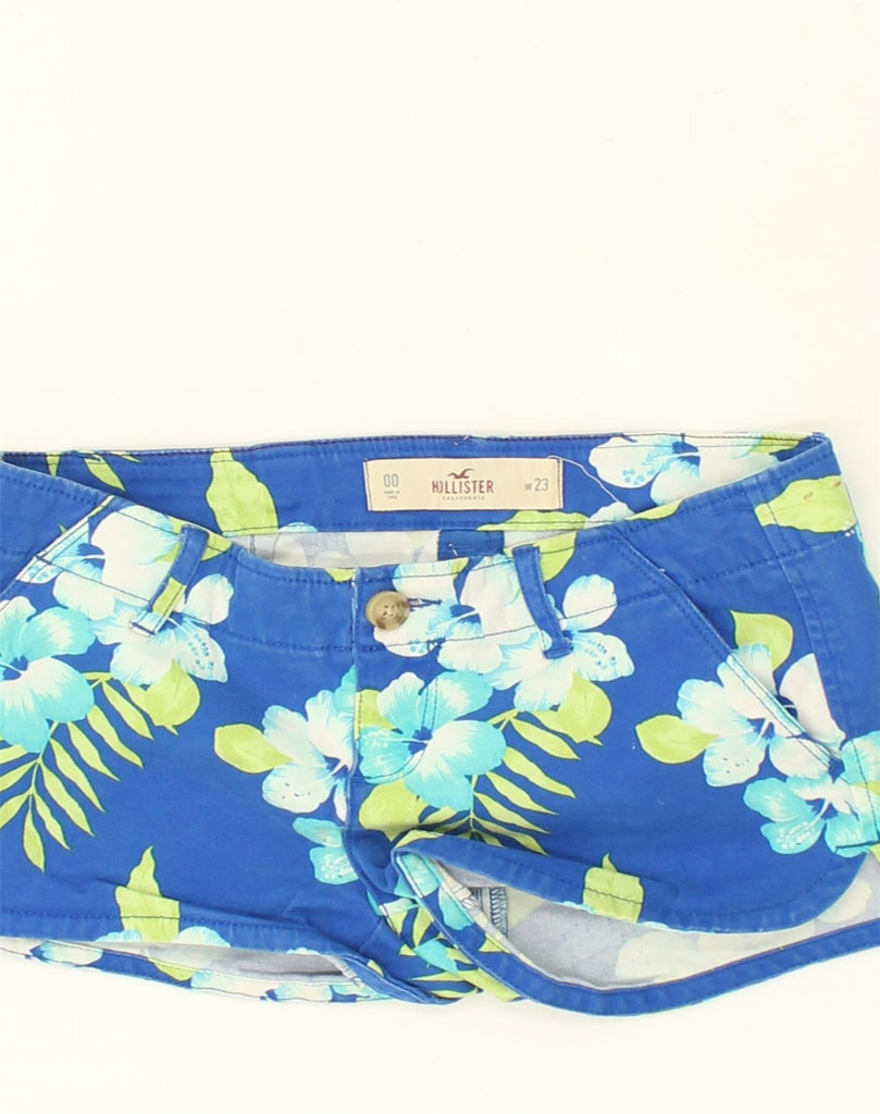 HOLLISTER Womens Low Waist Hot Pants W27 Small  Blue Floral Cotton | Vintage Hollister | Thrift | Second-Hand Hollister | Used Clothing | Messina Hembry 