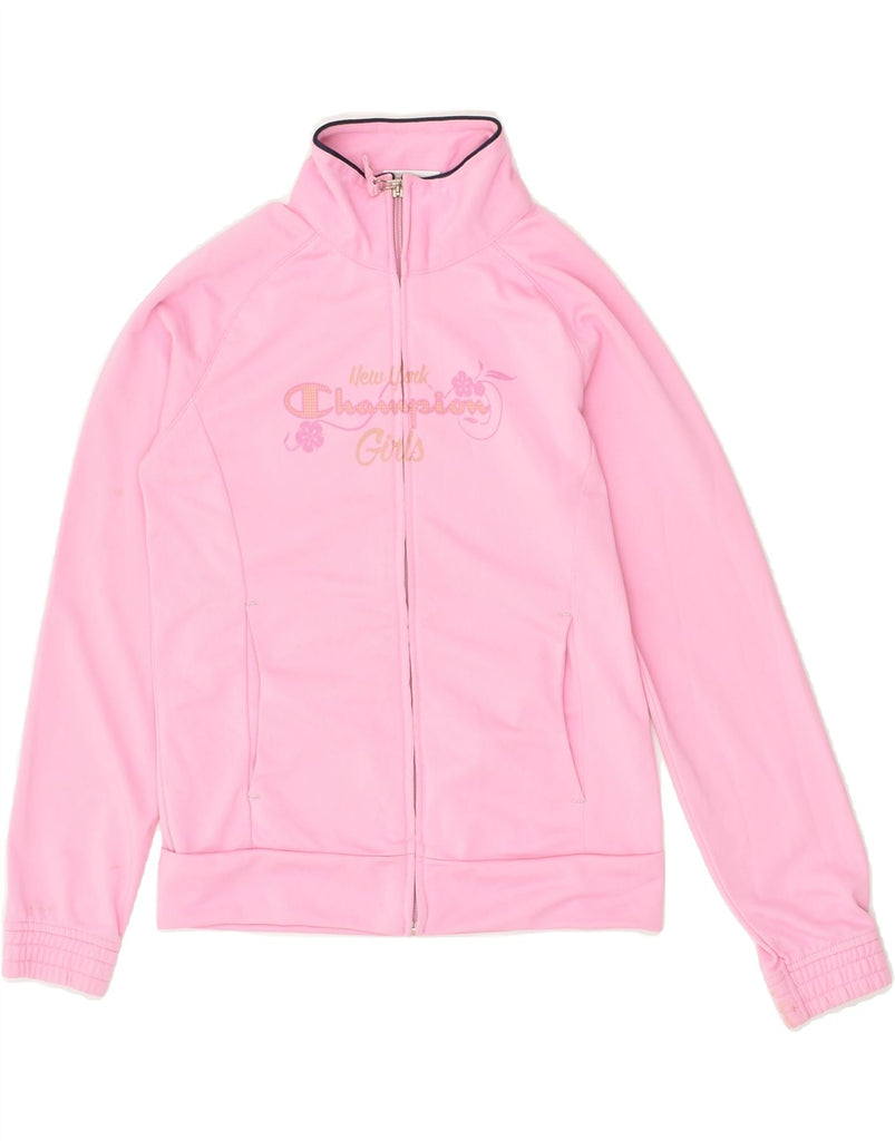 CHAMPION Girls Tracksuit Top Jacket 9-10 Years Medium Pink Polyester | Vintage Champion | Thrift | Second-Hand Champion | Used Clothing | Messina Hembry 