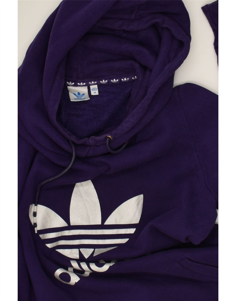 ADIDAS Womens Graphic Hoodie Jumper UK 14 Medium Purple Cotton | Vintage Adidas | Thrift | Second-Hand Adidas | Used Clothing | Messina Hembry 